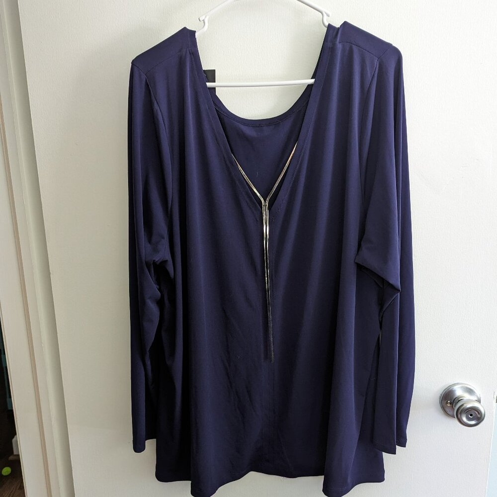 NWT Plus Size Purple Blouse with Metal Embellishments 28 Lane Bryant